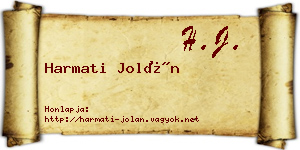 Harmati Jolán névjegykártya